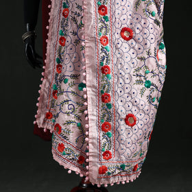 Phulkari Hand Embroidered Chanderi Silk Dupatta 24