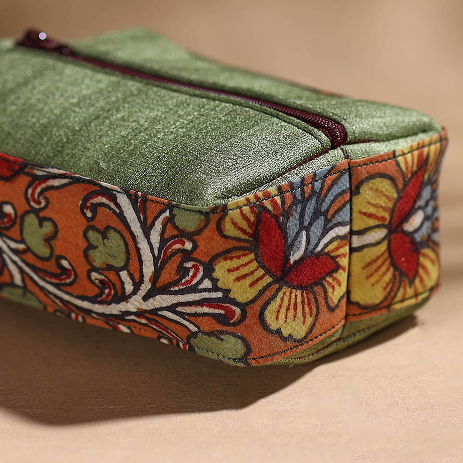 Orange - Handpainted Kalamkari Multipurpose Cosmetic/Toiletry Bag 01