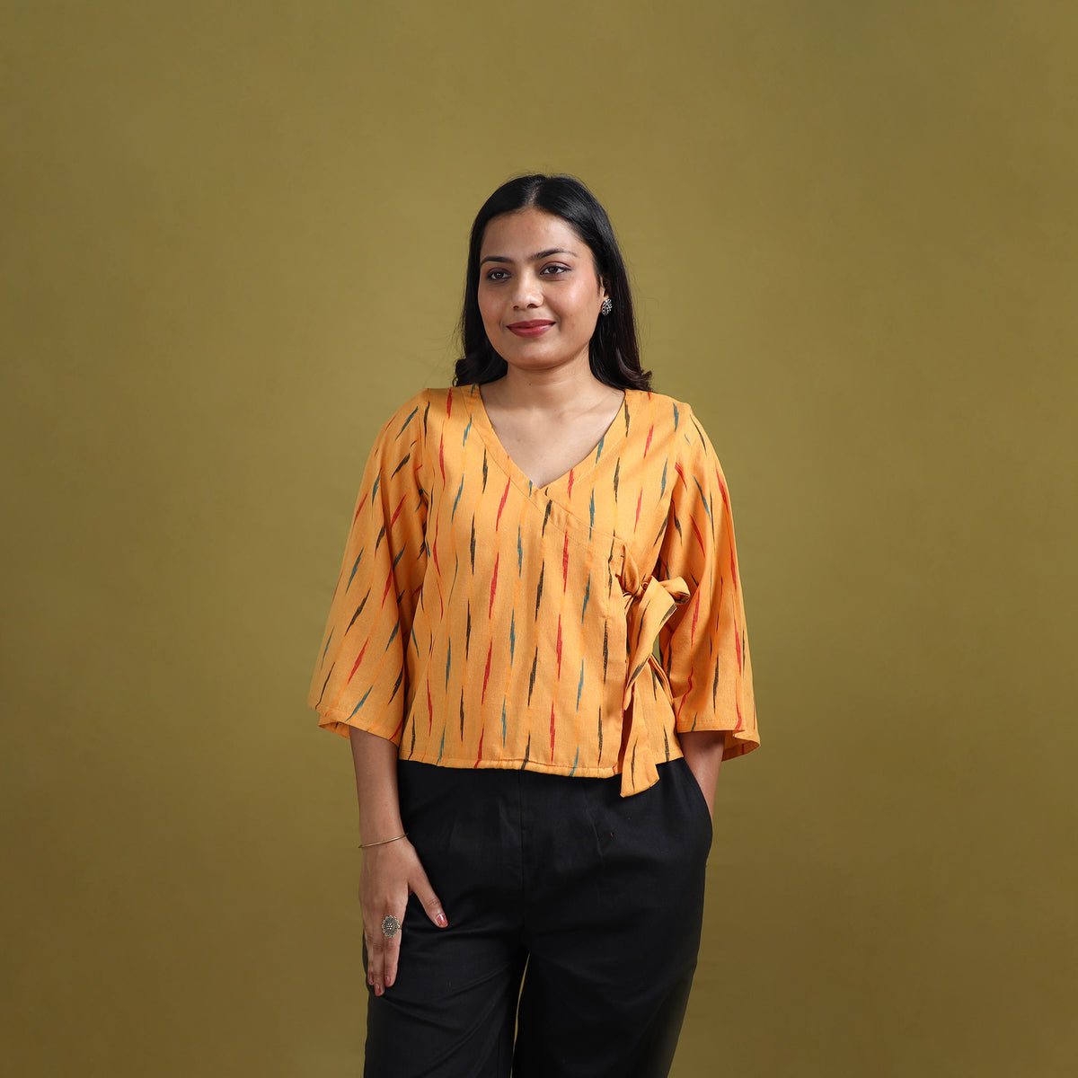 Pochampally Ikat Cotton Crop Top for Women 13