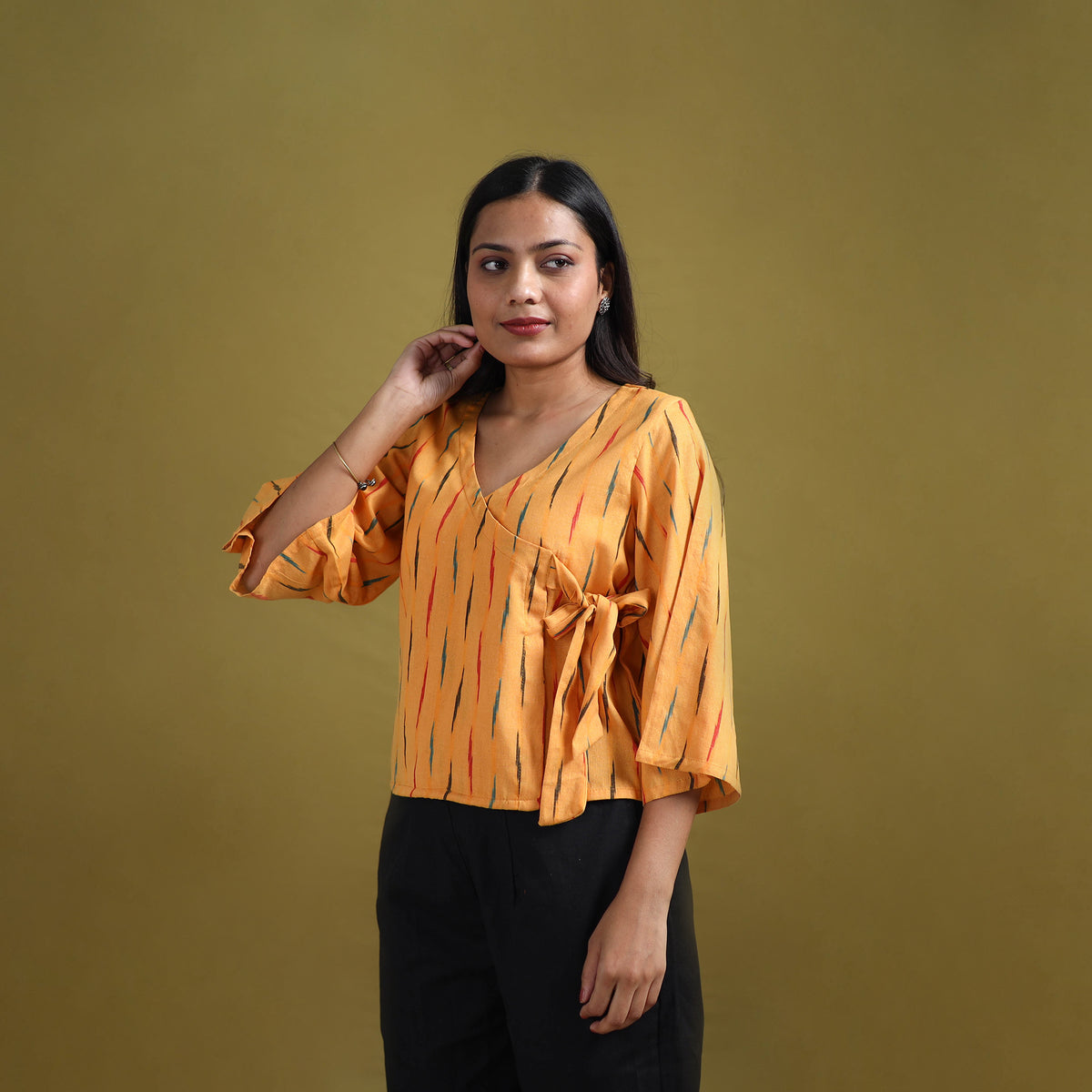 Pochampally Ikat Cotton Crop Top for Women 13