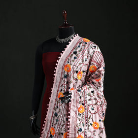 Phulkari Hand Embroidered Chanderi Silk Dupatta 26