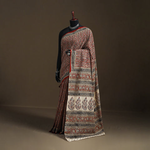 Pedana Hand Block Print Natural Dyed Cotton Kalamkari Saree 57