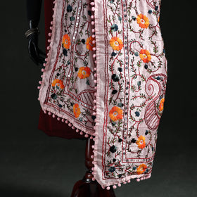 Phulkari Hand Embroidered Chanderi Silk Dupatta 26