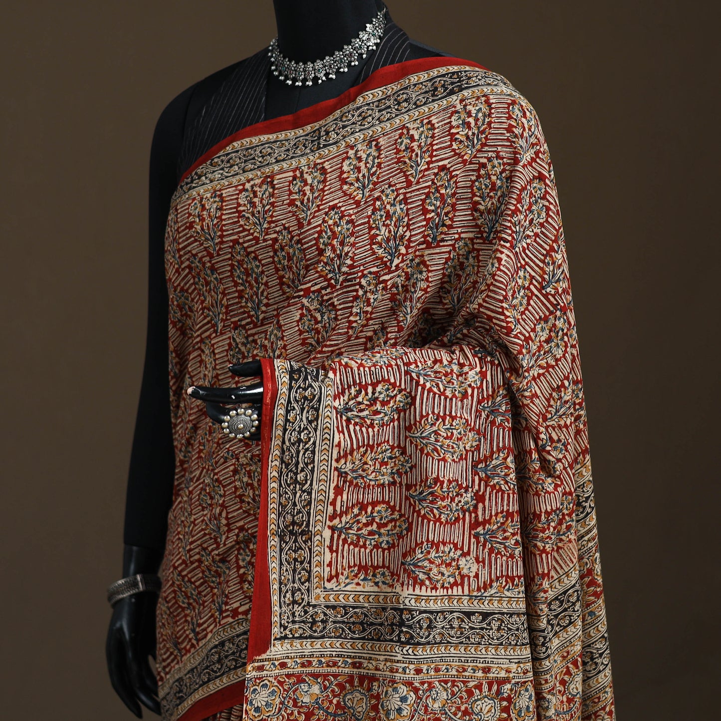 Pedana Hand Block Print Natural Dyed Cotton Kalamkari Saree 57
