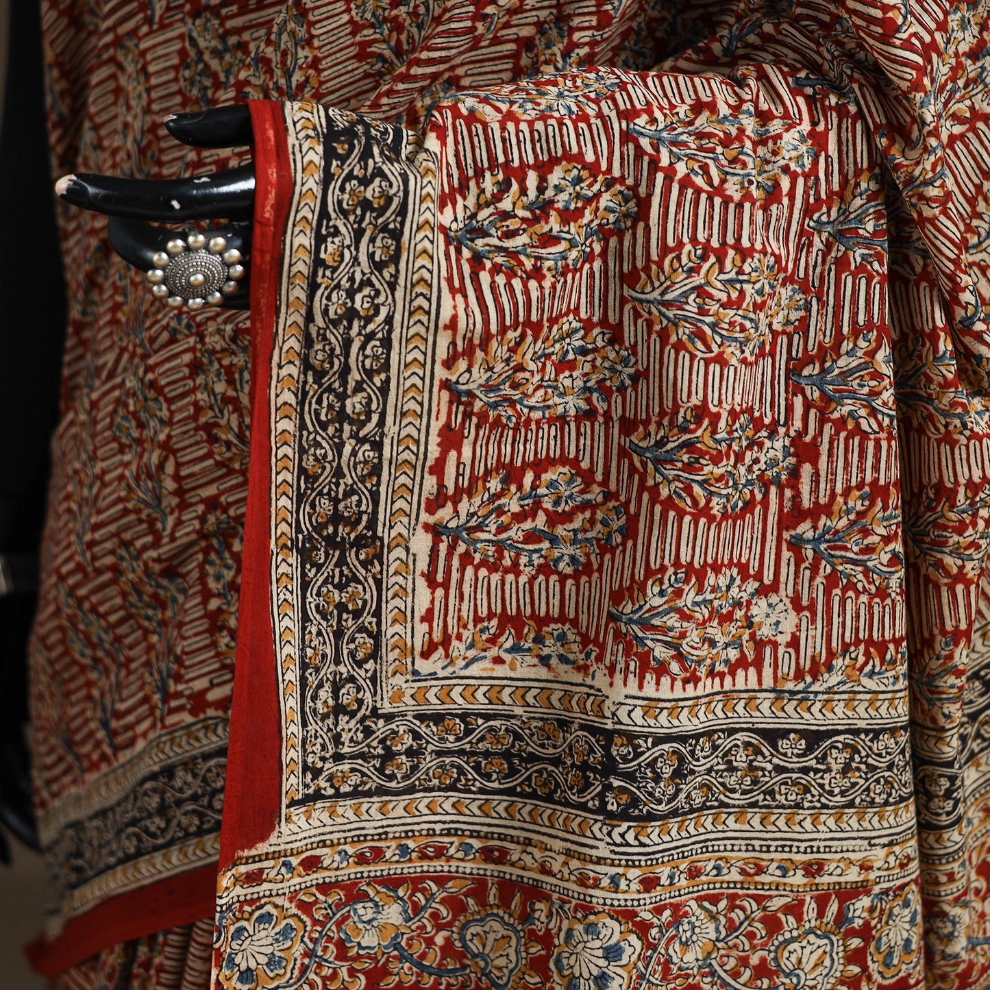 Pedana Hand Block Print Natural Dyed Cotton Kalamkari Saree 57