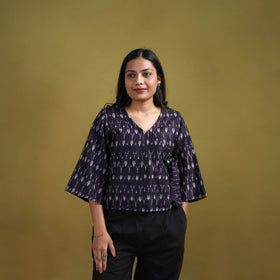 Pochampally Ikat Mercerised Cotton Crop Top for Women 12