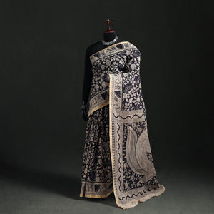 Black - Kota Doria Cotton Saree in Kalamkari Print 42