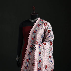 Phulkari Hand Embroidered Chanderi Silk Dupatta 27