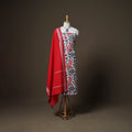 Sanganeri Block Print Cotton Unstitched Dress Material: Kurta, Bottom & Dupatta with Jewellery 22