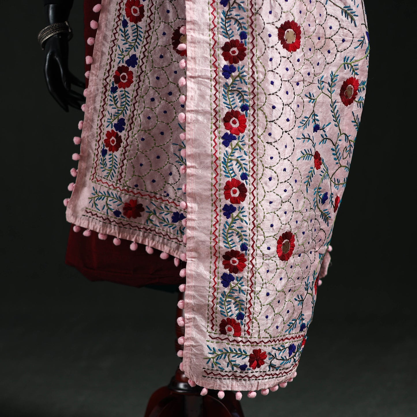 Phulkari Hand Embroidered Chanderi Silk Dupatta 27