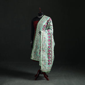 Phulkari Hand Embroidered Chanderi Silk Dupatta 28