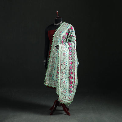 Phulkari Hand Embroidered Chanderi Silk Dupatta 28