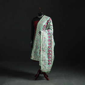 Phulkari Hand Embroidered Chanderi Silk Dupatta 28