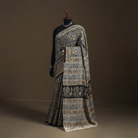 Pedana Hand Block Print Natural Dyed Cotton Kalamkari Saree 58