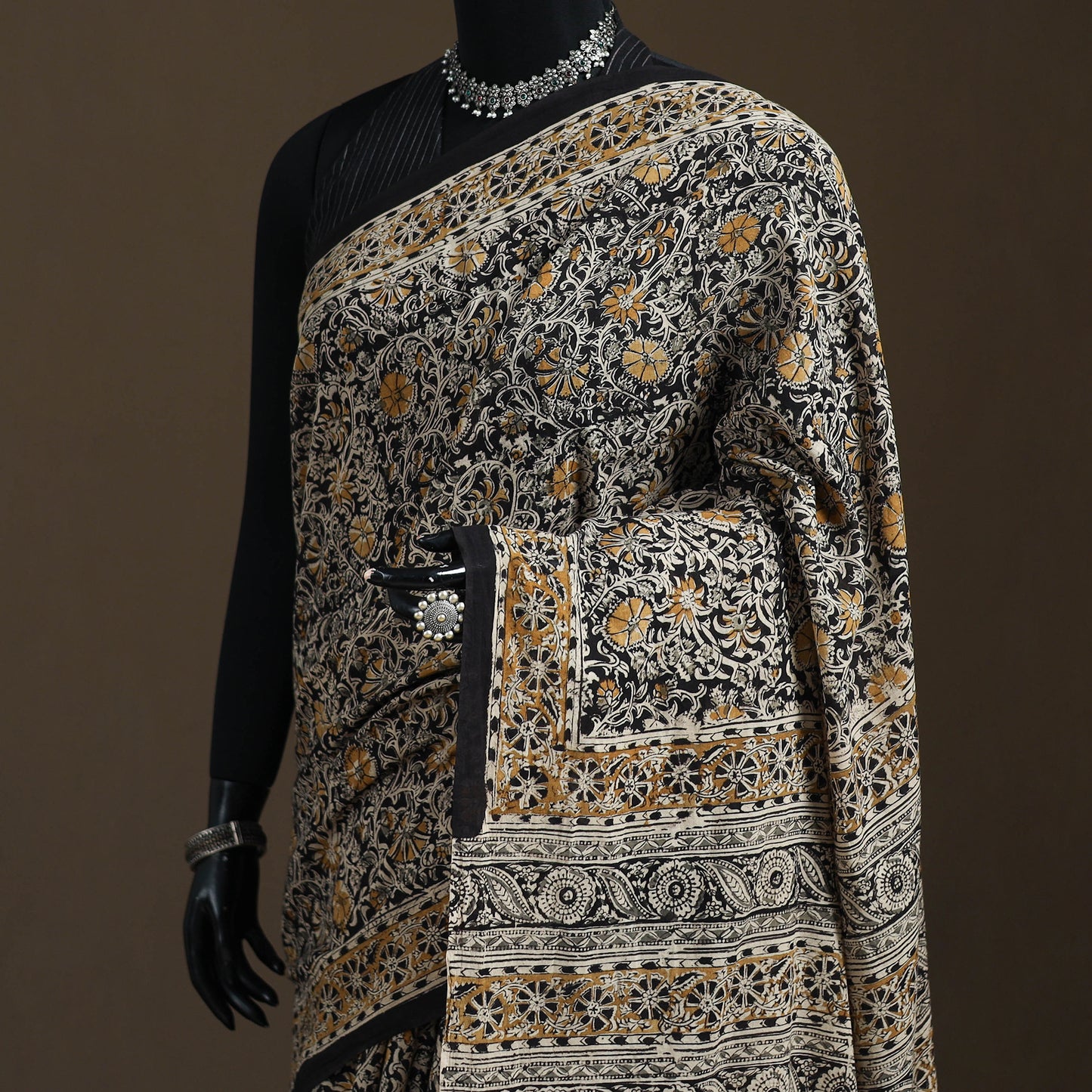 Pedana Hand Block Print Natural Dyed Cotton Kalamkari Saree 58