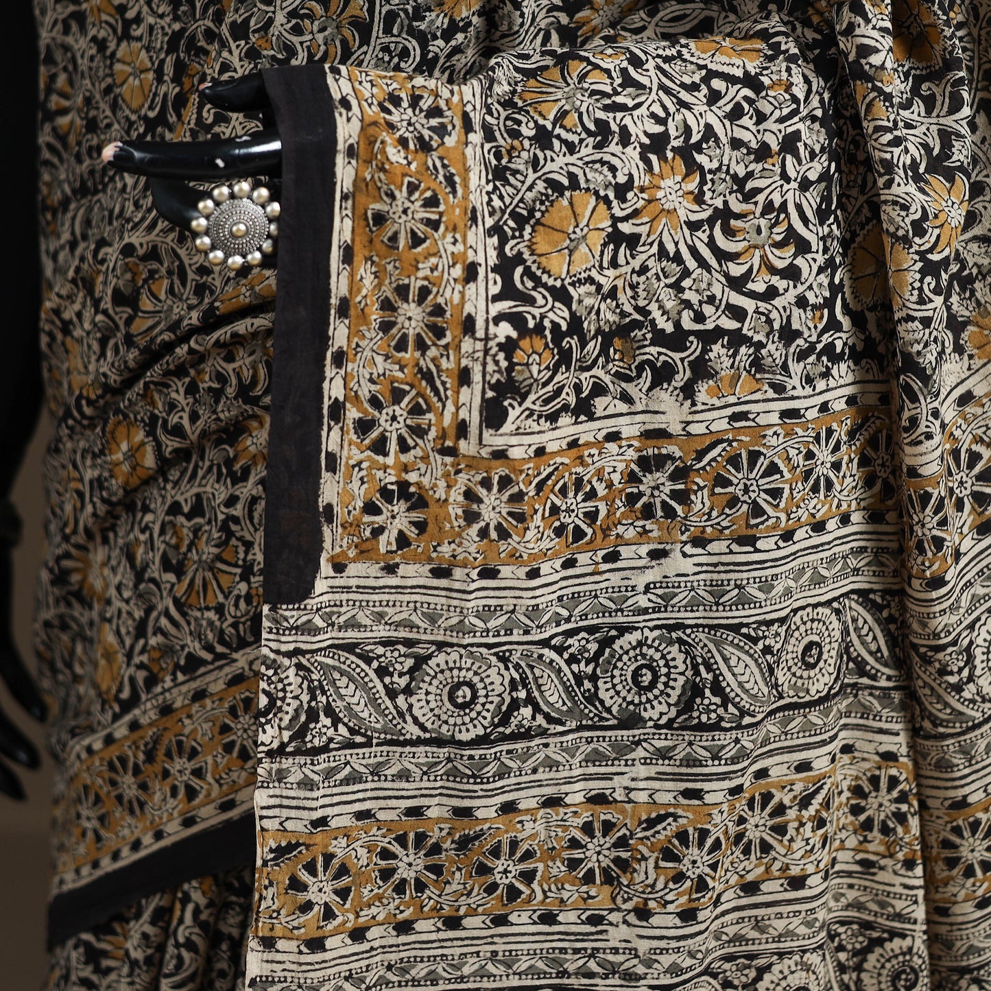 Pedana Hand Block Print Natural Dyed Cotton Kalamkari Saree 58