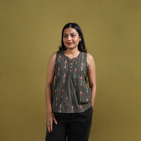 Pochampally Ikat Cotton Sleeveless Crop Top for Women 18