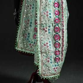 Phulkari Hand Embroidered Chanderi Silk Dupatta 28