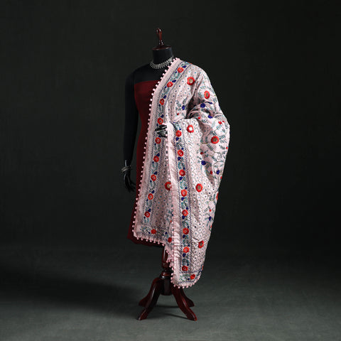Phulkari Hand Embroidered Chanderi Silk Dupatta 29