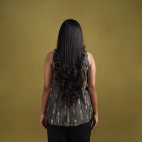Pochampally Ikat Cotton Sleeveless Crop Top for Women 18