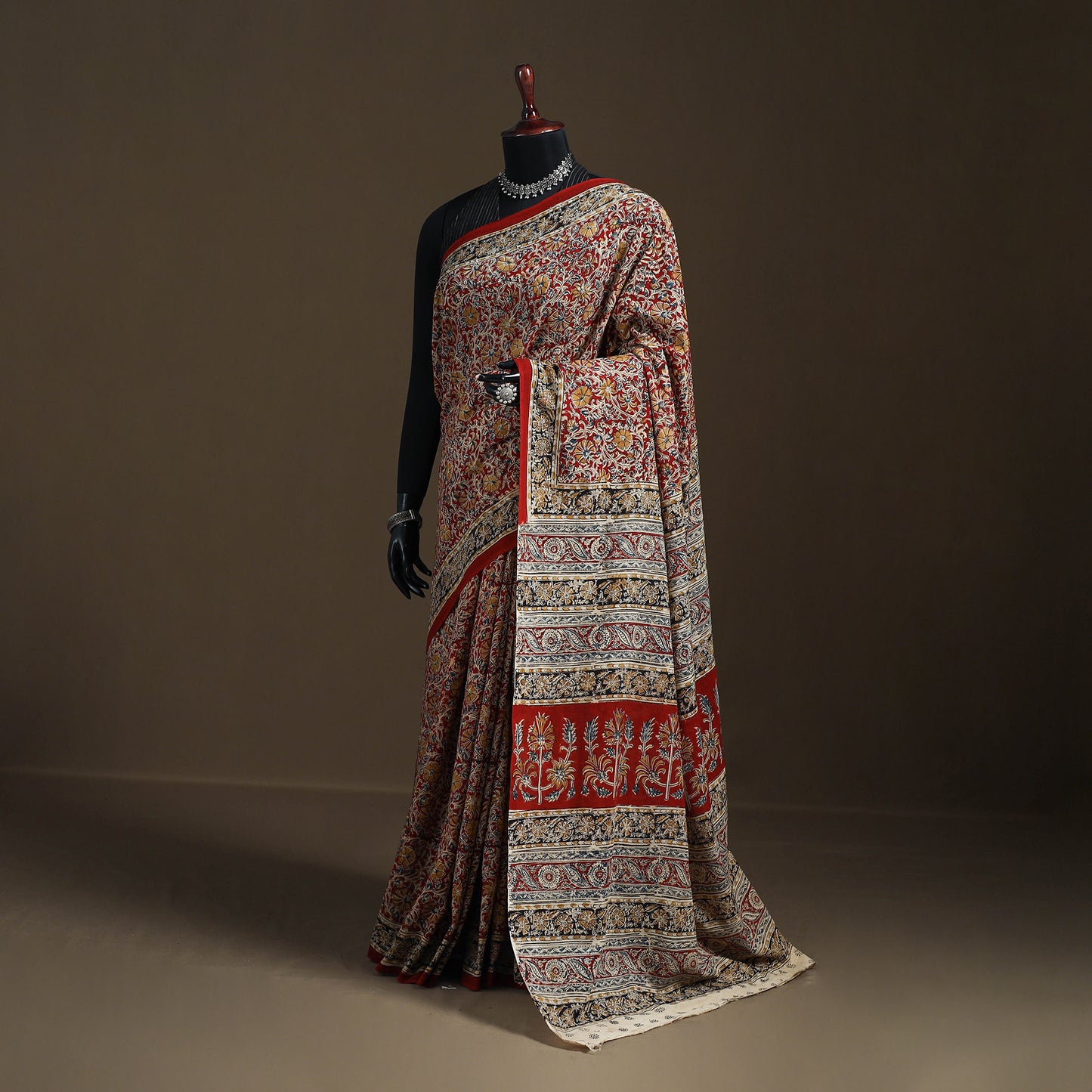 Pedana Hand Block Print Natural Dyed Cotton Kalamkari Saree 59