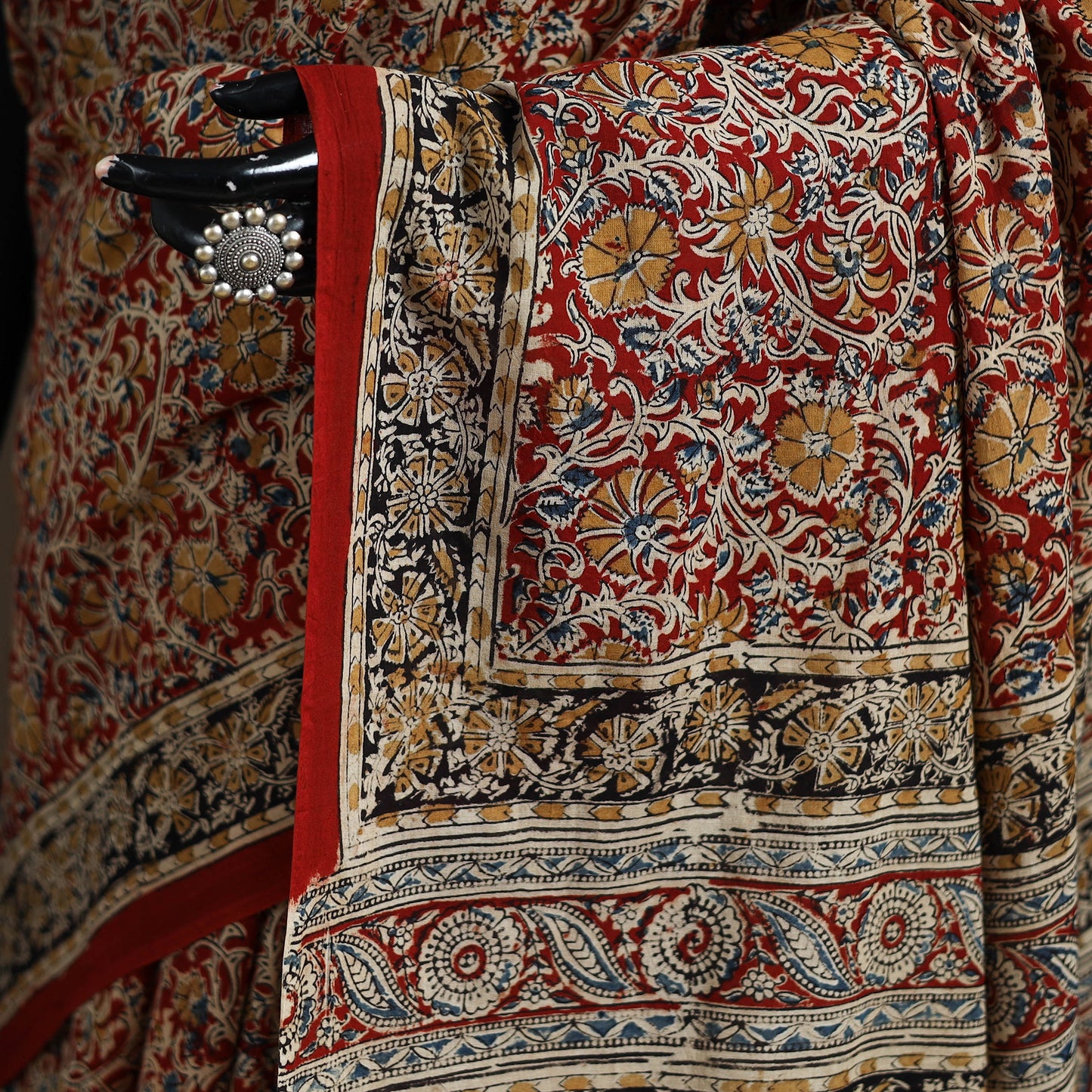 Pedana Hand Block Print Natural Dyed Cotton Kalamkari Saree 59