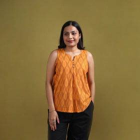 Pochampally Ikat Cotton Sleeveless Crop Top for Women 19