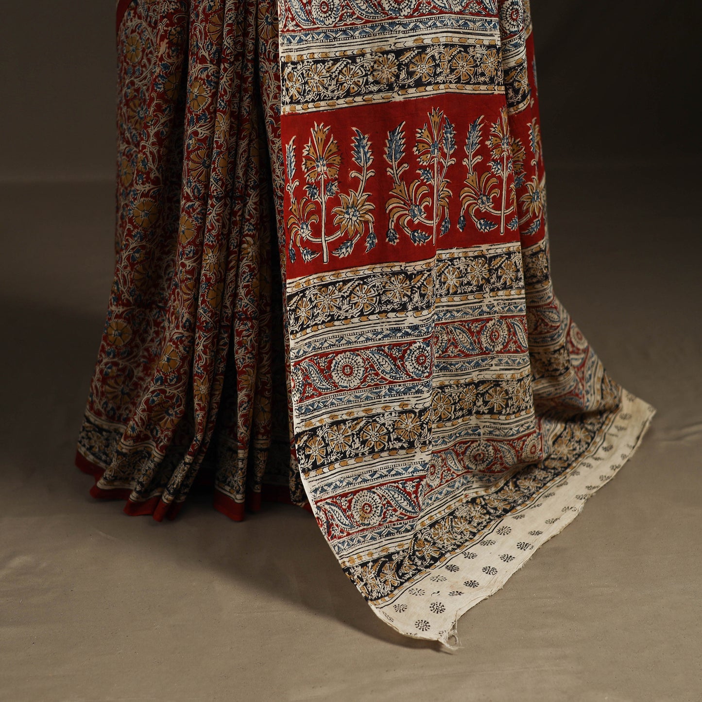 Pedana Hand Block Print Natural Dyed Cotton Kalamkari Saree 59