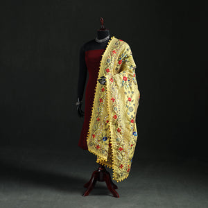 Phulkari Hand Embroidered Chanderi Silk Dupatta 30