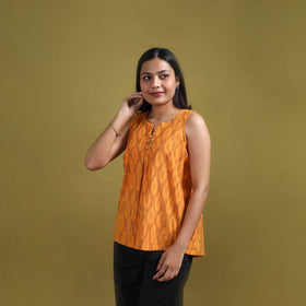 Pochampally Ikat Cotton Sleeveless Crop Top for Women 19