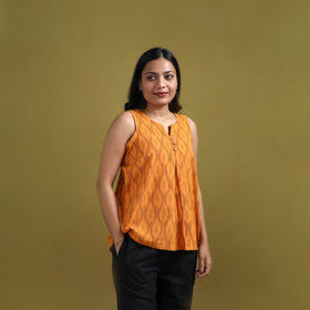 Pochampally Ikat Cotton Sleeveless Crop Top for Women 19