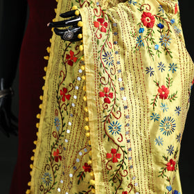 Phulkari Hand Embroidered Chanderi Silk Dupatta 30