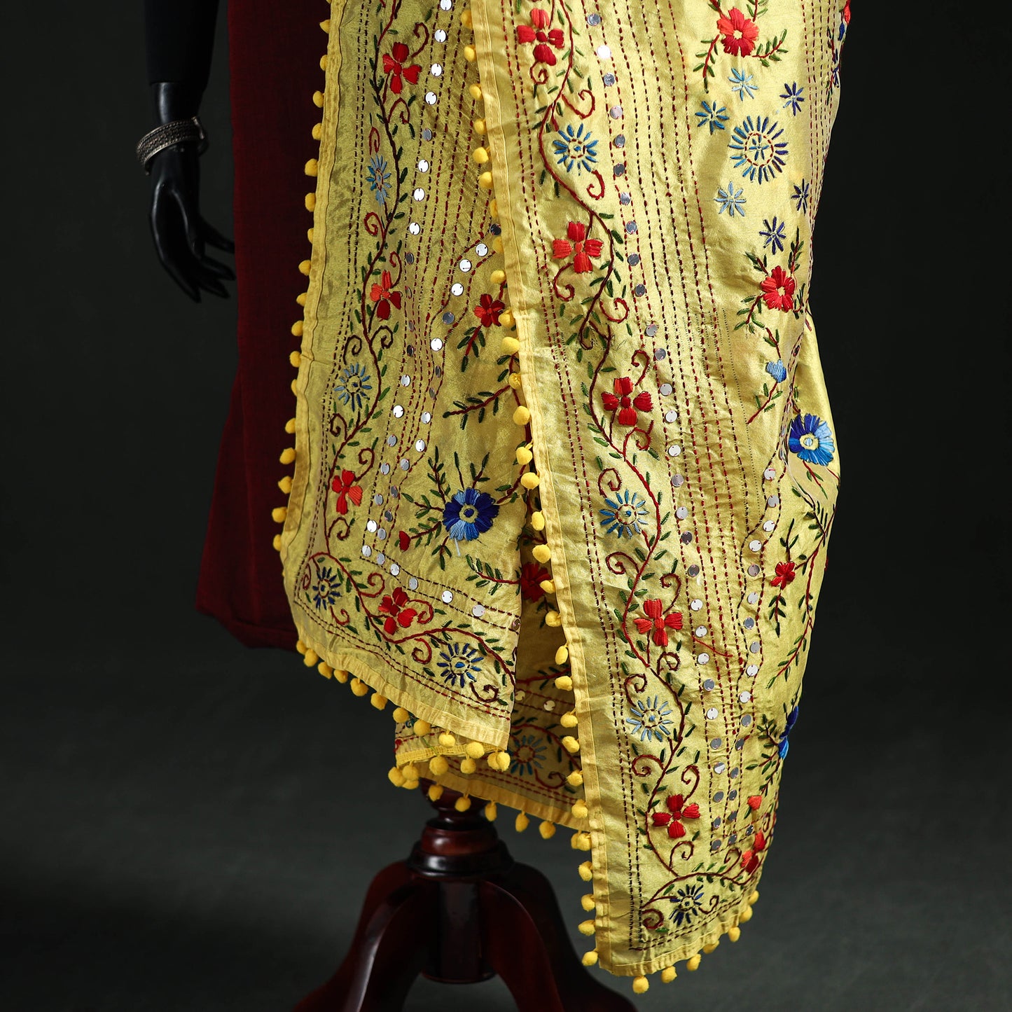 Phulkari Hand Embroidered Chanderi Silk Dupatta 30