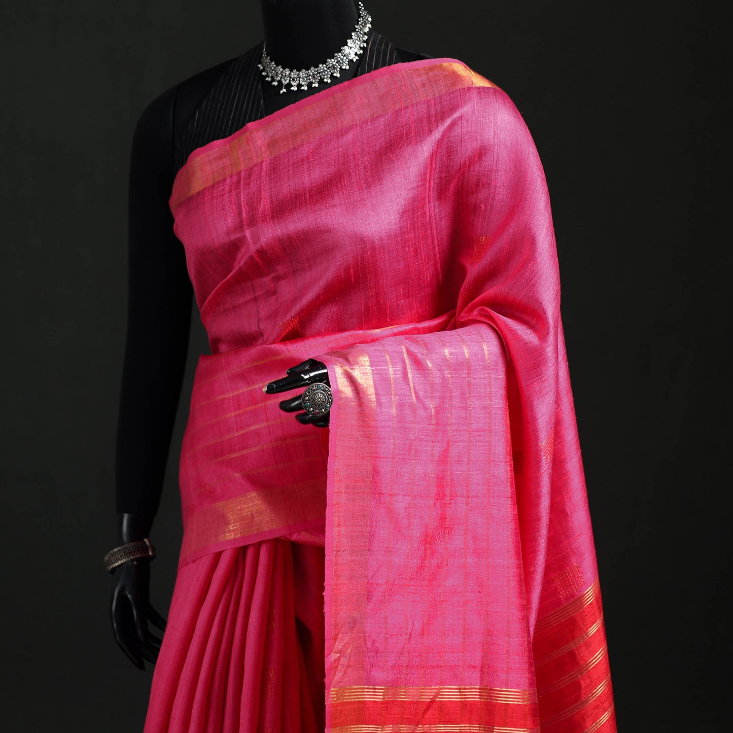 Handspun Handwoven Bhagalpuri Tussar Silk Saree 01