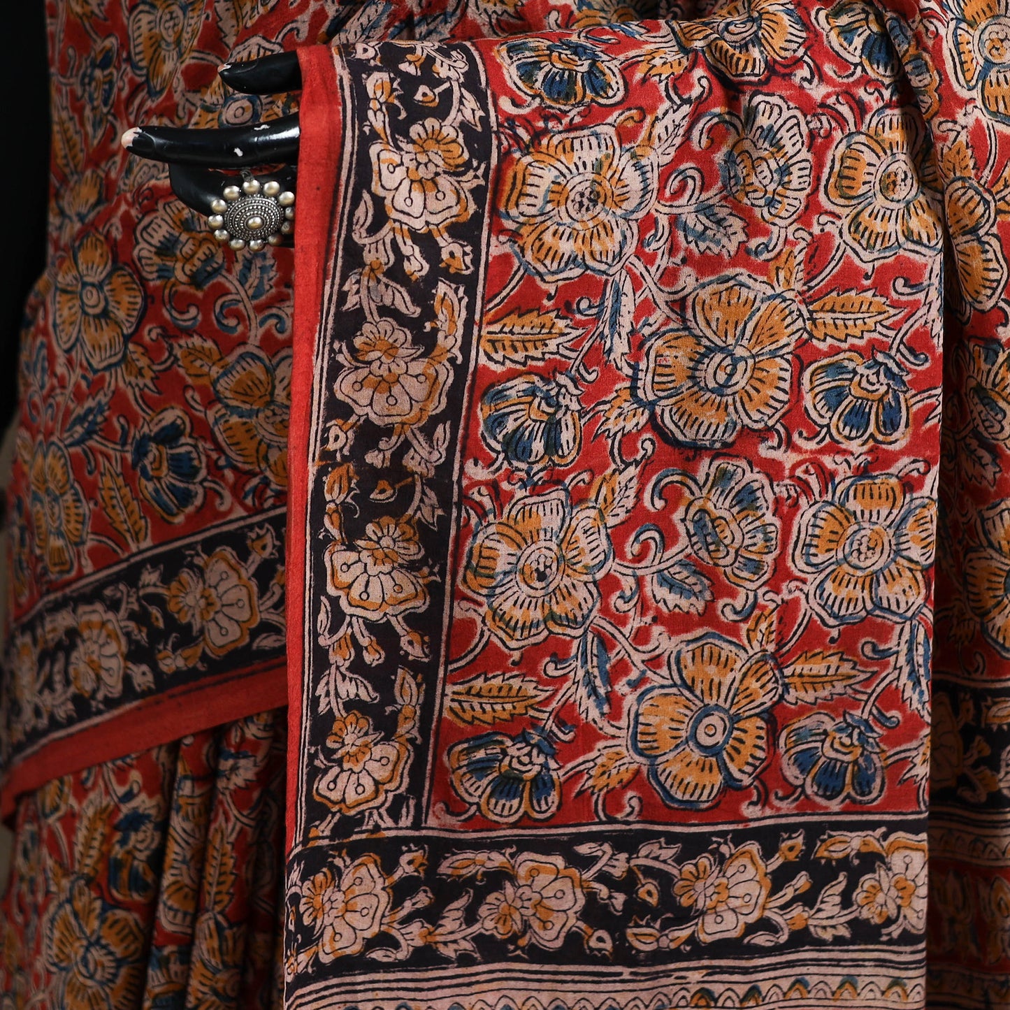 Pedana Hand Block Print Natural Dyed Cotton Kalamkari Saree 60