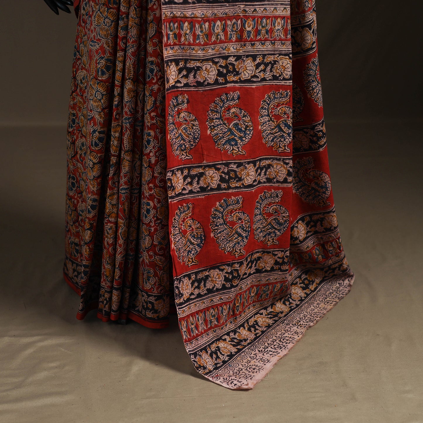 Pedana Hand Block Print Natural Dyed Cotton Kalamkari Saree 60