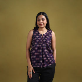 Pochampally Ikat Mercerised Cotton Sleeveless Crop Top for Women 10