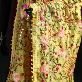Phulkari Hand Embroidered Chanderi Silk Dupatta 31