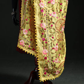Phulkari Hand Embroidered Chanderi Silk Dupatta 31