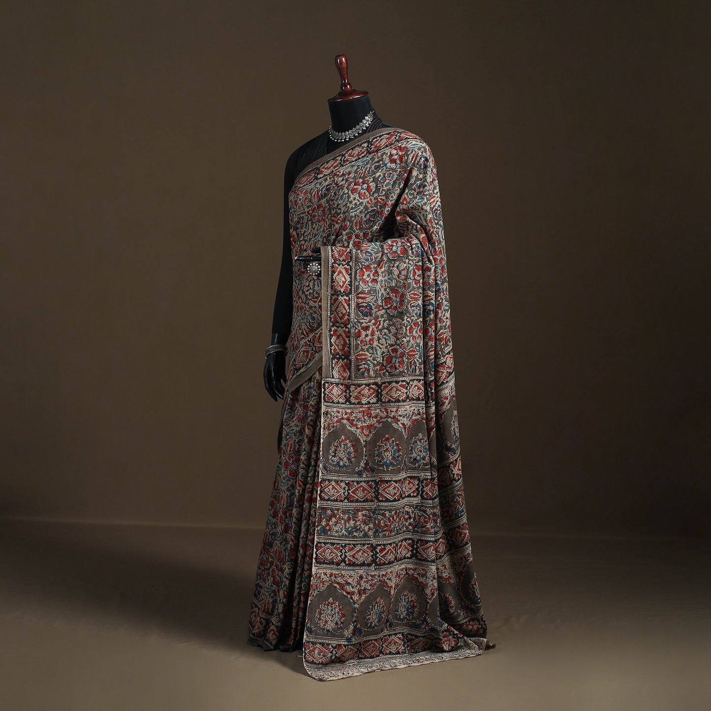 Pedana Hand Block Print Natural Dyed Cotton Kalamkari Saree 61