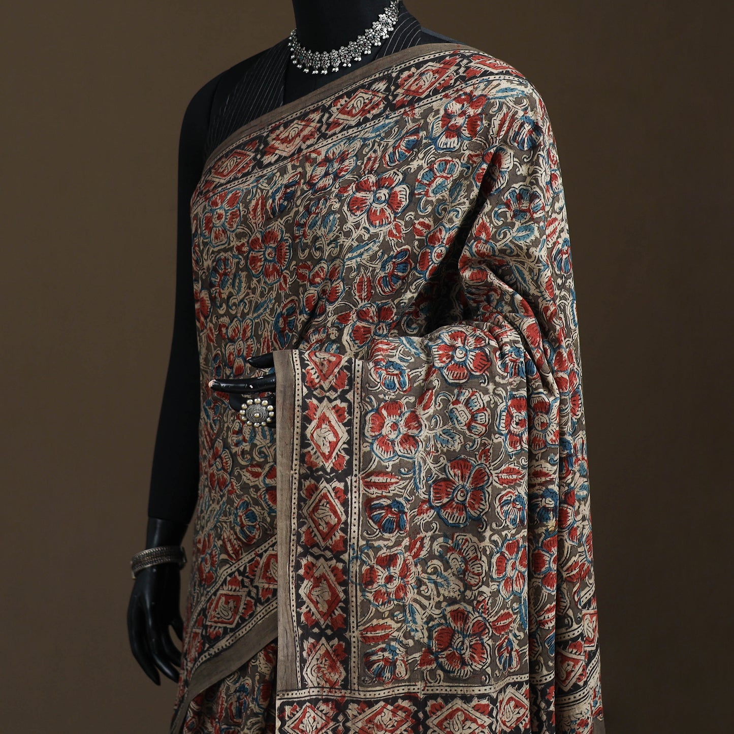 Pedana Hand Block Print Natural Dyed Cotton Kalamkari Saree 61