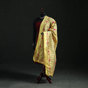 Phulkari Hand Embroidered Chanderi Silk Dupatta 32