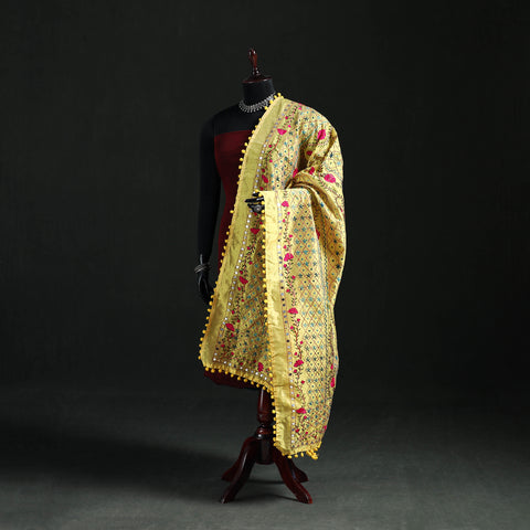 Phulkari Hand Embroidered Chanderi Silk Dupatta 32