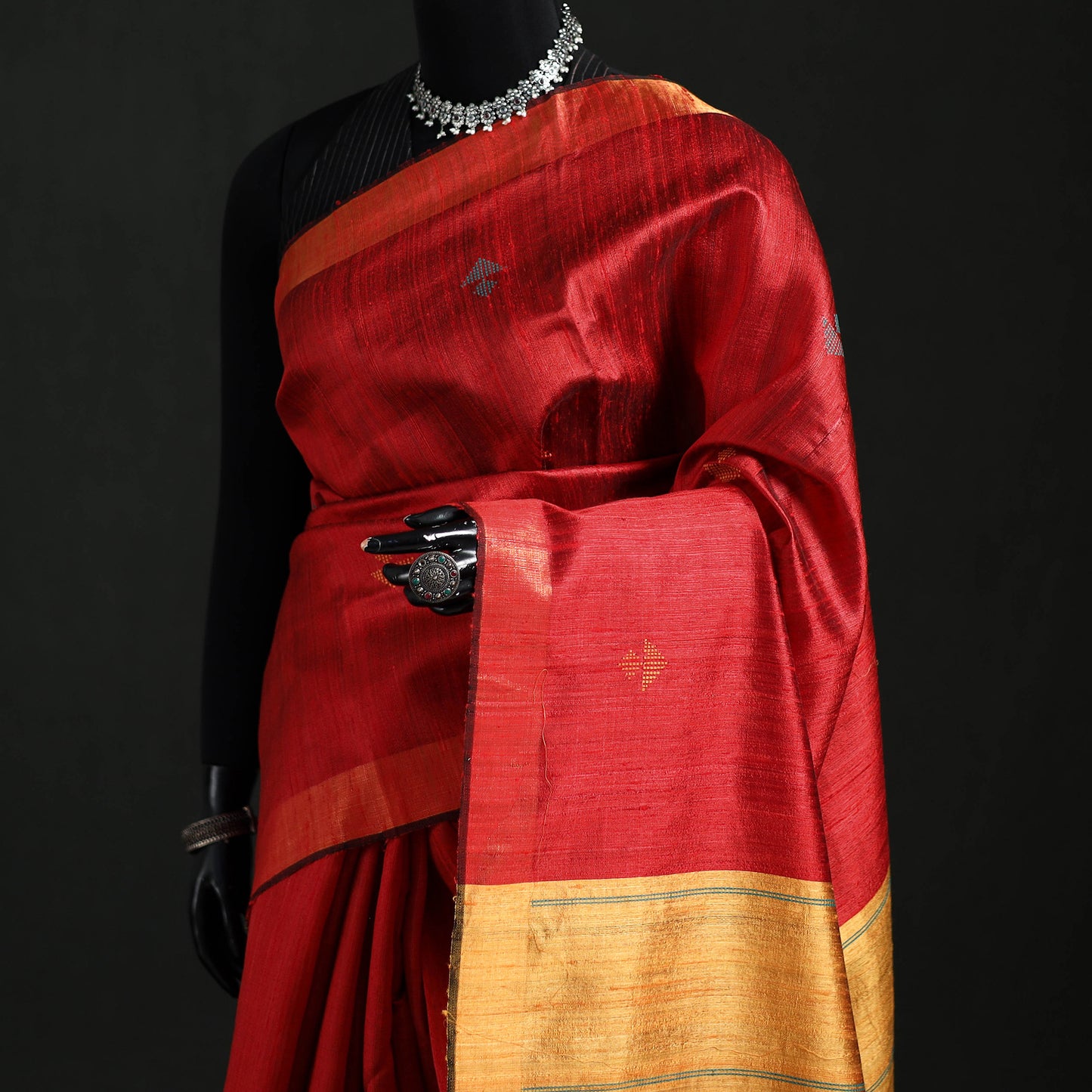 Handspun Handwoven Bhagalpuri Tussar Silk Saree 02