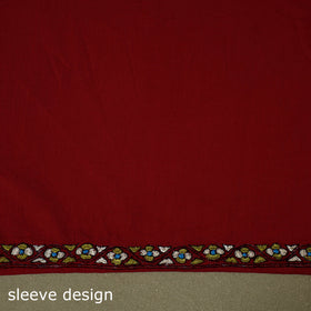 Red Hand Embroidery Cotton Kashida Kurta Material