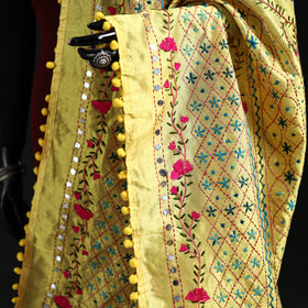 Phulkari Hand Embroidered Chanderi Silk Dupatta 32
