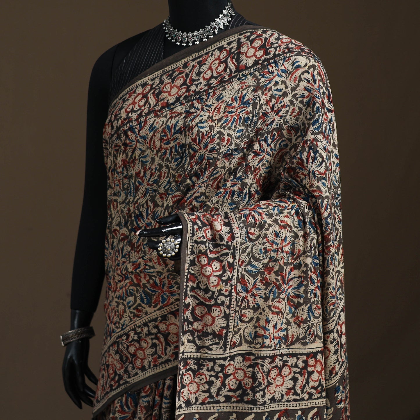 Pedana Hand Block Print Natural Dyed Cotton Kalamkari Saree 62
