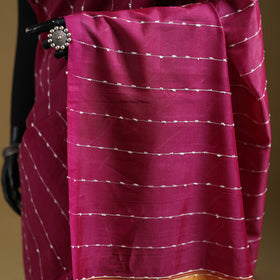 Purple - Pure Handwoven Mangalagiri Silk Cotton Pattu Saree 14