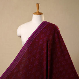 Maroon Bagh Block Print Kantha Work Natural Dyed Cotton Fabric