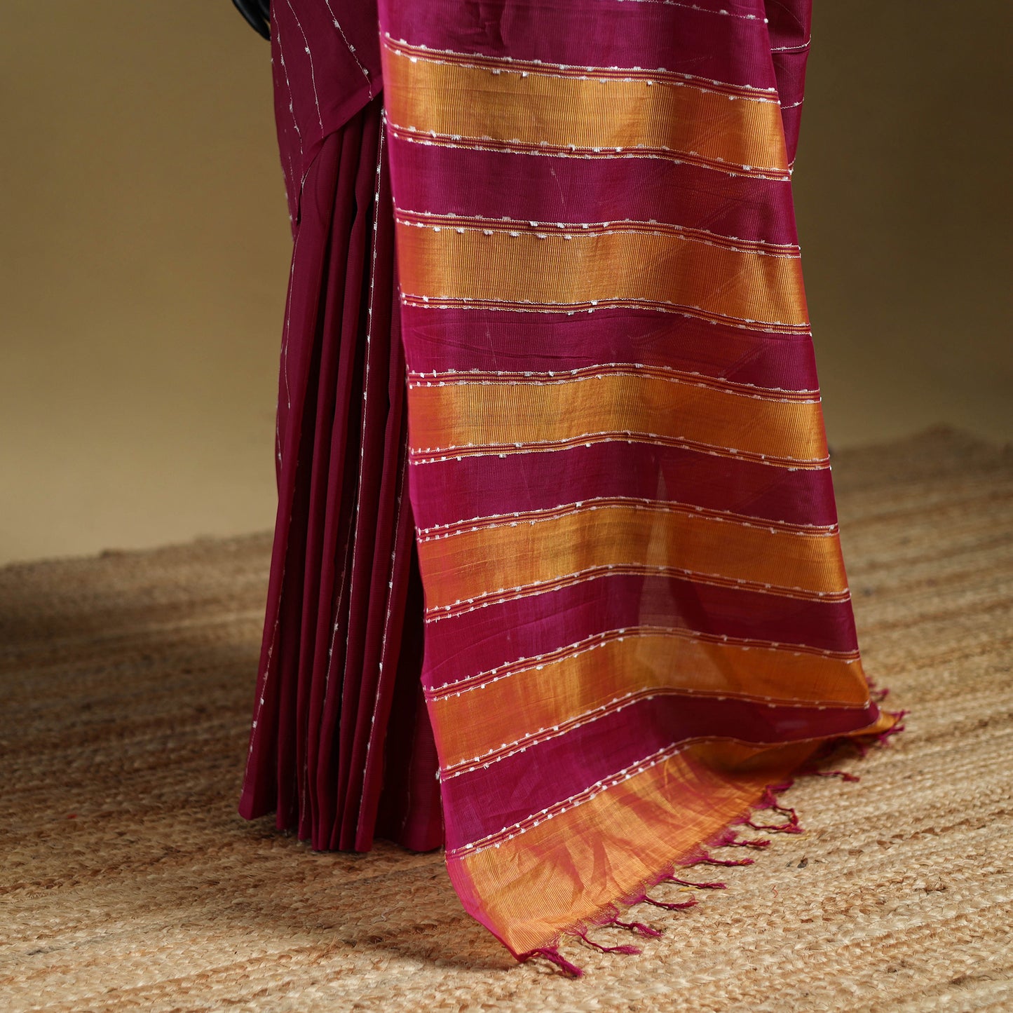 Purple - Pure Handwoven Mangalagiri Silk Cotton Pattu Saree 14